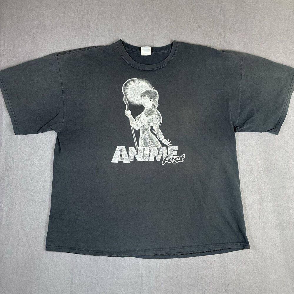 Vintage 2008 ANIME FEST Staff T-Shirt Size 2XL Dallas TX Texas Convention Faded